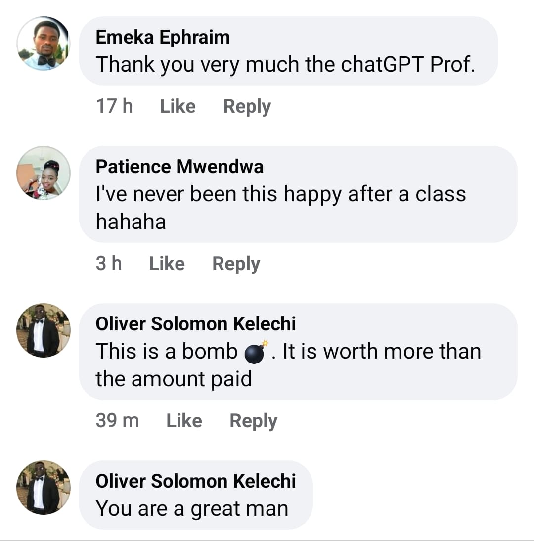 Facebook testimonial